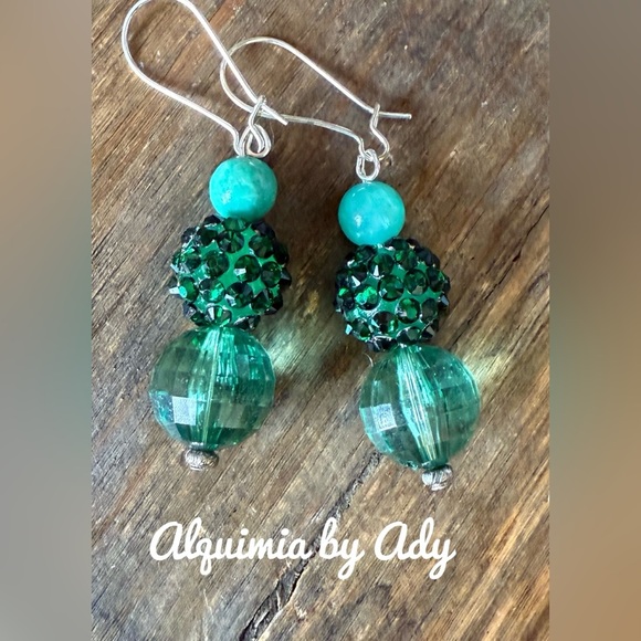 Amazonite beaded chunky earrings - Picture 1 of 3